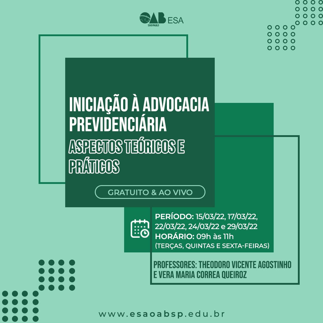 Curso Advocacia Empresarial Previdenciária - Cursos - ESA